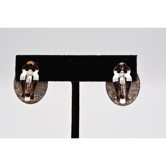 Givenchy Crystal Clip Earrings Baguette Rhinestone Oval Silver Tone Signed 9D - Picture 11 of 12